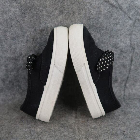Wonder Nation Shoes Toddler 7 Slip On Sneakers Black Canvas Bow Polka Dot Girls - Picture 9 of 11